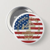 USA 250th Anniversary Golden Gate Patriotic Flag  Button (Vorne & Hinten)