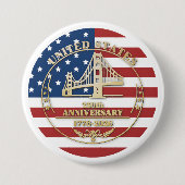 USA 250th Anniversary Golden Gate Patriotic Flag  Button (Vorderseite)