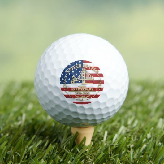 USA 250th Anniversary Golden Gate Patriotic Flag  Golfball (Insitu T-Shirt)