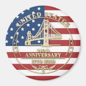 USA 250th Anniversary Golden Gate Patriotic Flag  Magnet (Vorne)