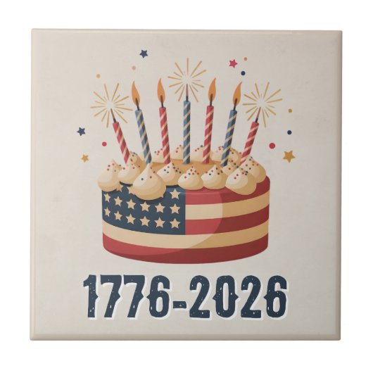 USA 250th Flag Cake Keepsake 1776–2026 Fliese (Vorderseite)