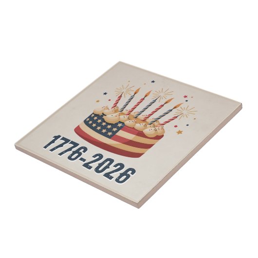 USA 250th Flag Cake Keepsake 1776–2026 Fliese (Seite)