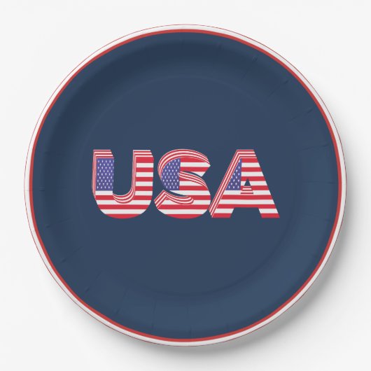 USA 3D-Design Pappteller (Vorderseite)