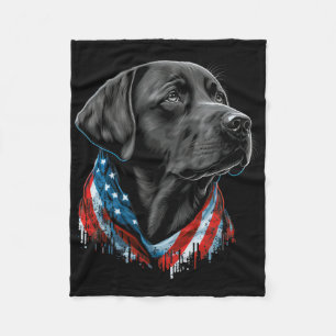 USA 4. Juli Black Patriotic American Labrador Fleecedecke