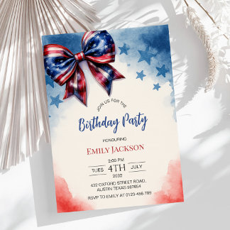 USA 4. Juli Bow Birthday Einladung