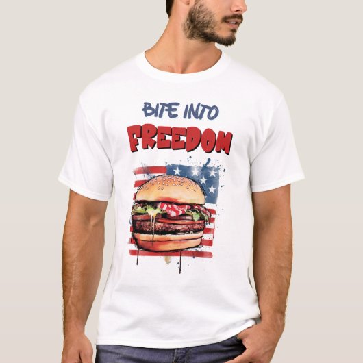 USA 4. Juli Burgers Grill, Chill & Celebrate T-Shirt (Vorderseite)