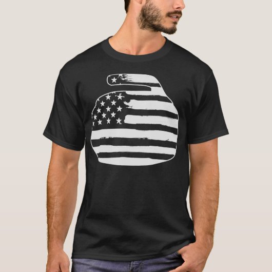 USA 4. Juli Curling Stone America Merica T-Shirt (Vorderseite)