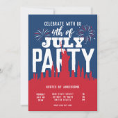 USA 4. Juli Fireworks Farbiges Party Einladung (Vorderseite)