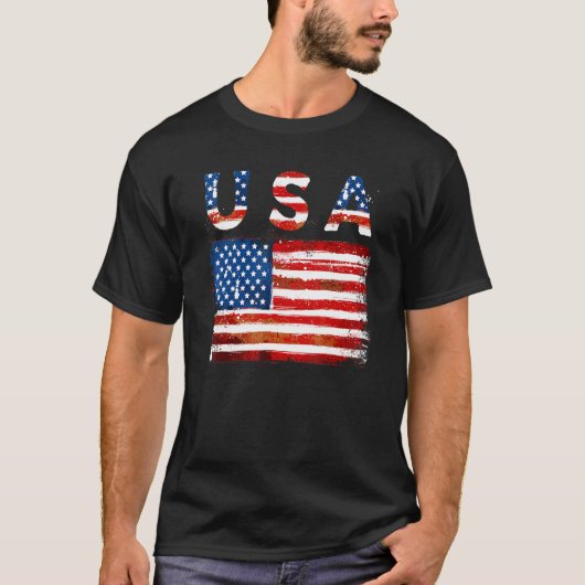 USA 4. Juli Flag Patriotic America Men Wome T-Shirt (Vorderseite)