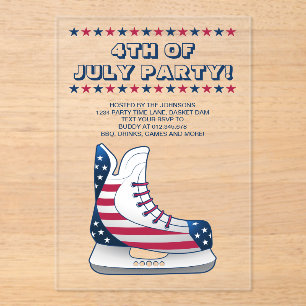 USA 4. Juli Hockey Schlittschuh Acryleinladungen