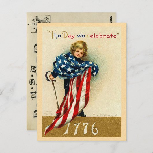 USA 4. Juli Postkarte (Vorne/Hinten)