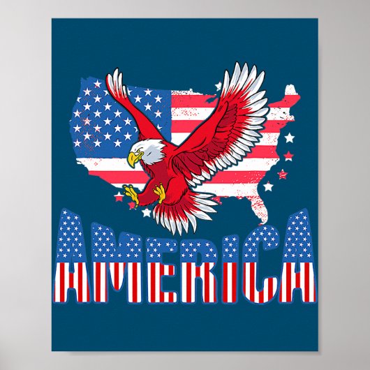 USA 4. Juli Red Eagle Patriotic American Flag Poster (Vorne)