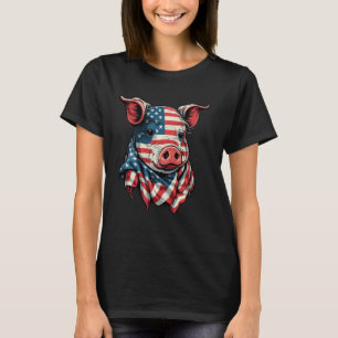 USA 4. Juli Schweinefleisch auf Patriotic American T-Shirt