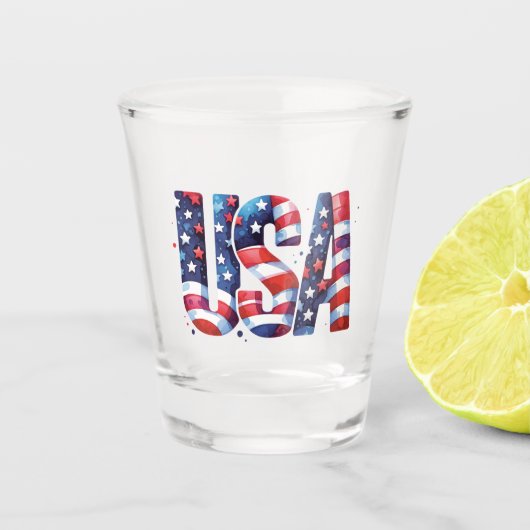 USA 4. Juli Shot Glass Schnapsglas (Vorderseite)