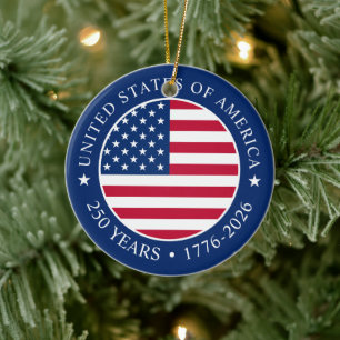 USA 4. Juli Unabhängigkeitstag 250 Jahre Freiheit Keramik Ornament