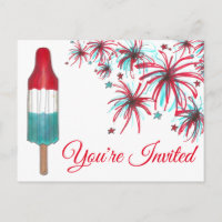 USA 4. Party Feuerwerk Rocket Pop Einladung