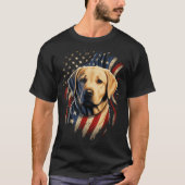 Usa 4th July Yellow Patriotic American Labrador T-Shirt (Vorderseite)