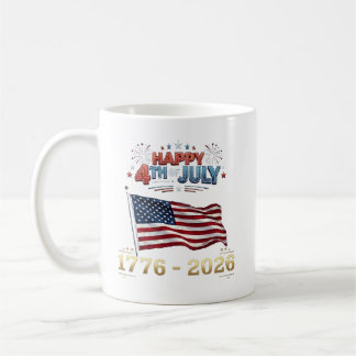 USA 4th of July 1776-2026 Patriotic Flag Firework Kaffeetasse