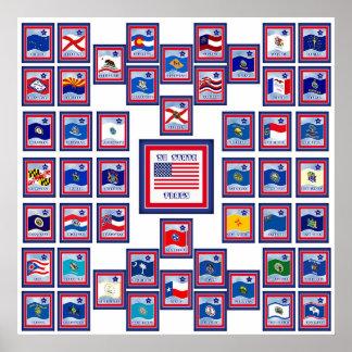 USA 50 STAATLICHE FLAGS WHITE/556 POSTER
