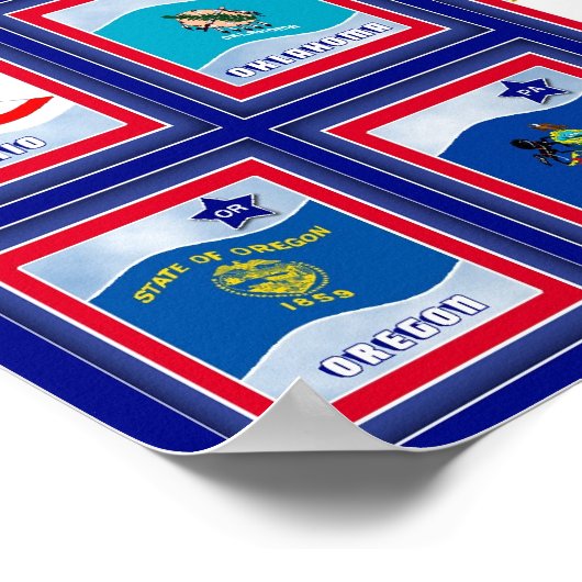 USA 50 STATE FLAGS BLUE/555 POSTER (Ecke)