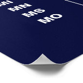 USA 50 States Vertical Minimalist Navy Blue Poster (Ecke)