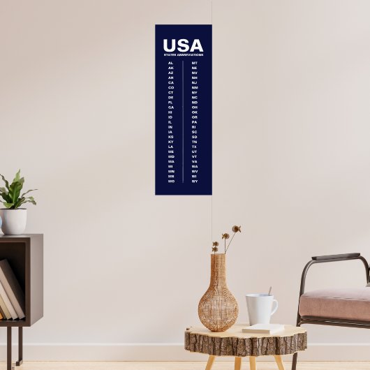 USA 50 States Vertical Minimalist Navy Blue Poster (Wohnzimmer 3)