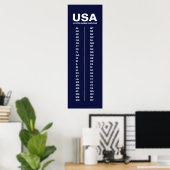 USA 50 States Vertical Minimalist Navy Blue Poster (Heimbüro)