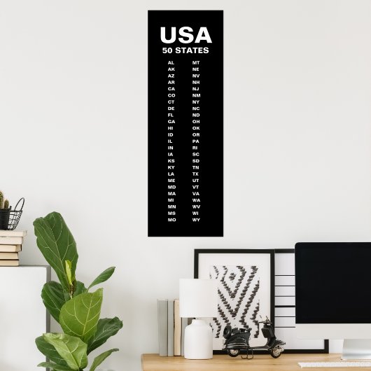 USA 50 States Vertical Minimalist  Poster (Heimbüro)
