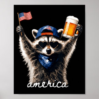 Usa Aamerica Waschbär Bier 1776-2026 4. Juli Poster