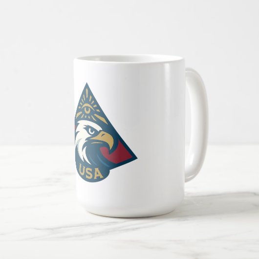 USA Adler Pyramid Emblem — Auge des Providence Kaffeetasse (VorderseiteRechts)