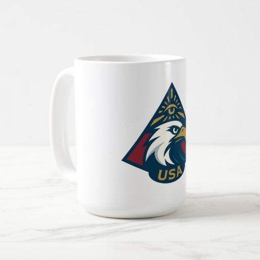 USA Adler Pyramid Emblem — Auge des Providence Kaffeetasse (Vorderseite Links)