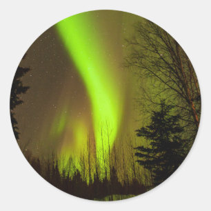 USA, Alaska, Chena Hot Springs. Ansicht der Aurora Runder Aufkleber