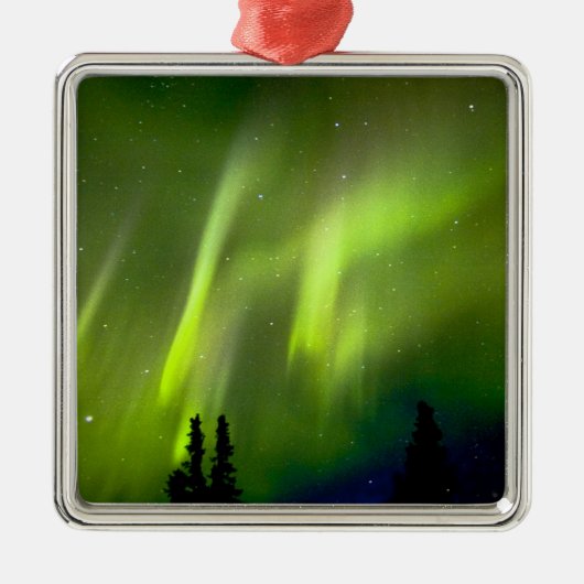 USA, Alaska, Chena Hot Springs.Aurora 3 Silbernes Ornament (Vorne)