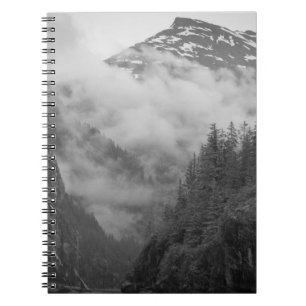 USA, Alaska, Juneau, Regenwald bedeckt Fjorde in Notizblock