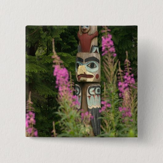 USA, Alaska, Ketchikan, Totem Bight Staat Button (Vorderseite)