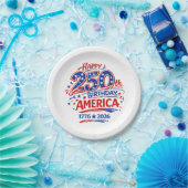 USA America 250th Anniversary Patriotic Pappteller (Party)