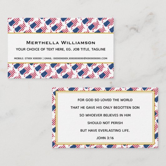 USA AMERICA Christlich Scripture John 3:16 Visitenkarte (Vorne/Hinten)