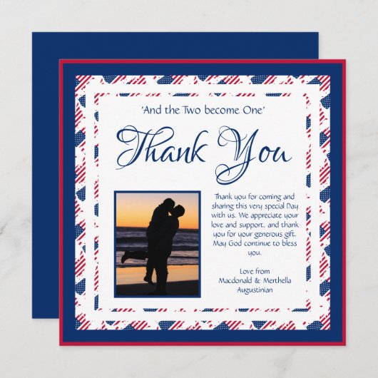 USA AMERICA FLAG Custom Patriotic Square Wedding Dankeskarte (Vorne/Hinten)