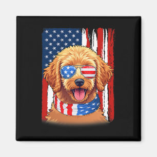 Usa America Flag Goldendoodle Hund 4. Juli Patr Magnet