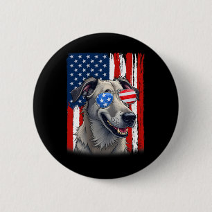 Usa America Flag Irischer Wolfshund Hund 4. Juli P Button