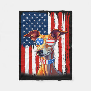 Usa America Flag Italienischer Windhund Hund 4. Ju Fleecedecke