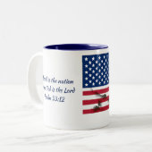 USA AMERICA FLAG MAP Scripture Customized WHITE Zweifarbige Tasse (Vorderseite Links)
