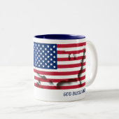 USA AMERICA FLAG MAP Scripture Customized WHITE Zweifarbige Tasse (VorderseiteRechts)