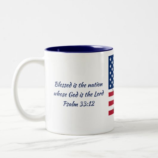 USA AMERICA FLAG MAP Scripture Customized WHITE Zweifarbige Tasse (Links)