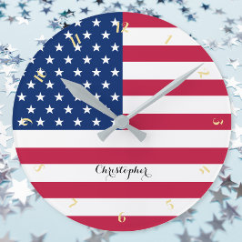 USA America Flag Patriotic Zuhause Office Decornam Runde Wanduhr
