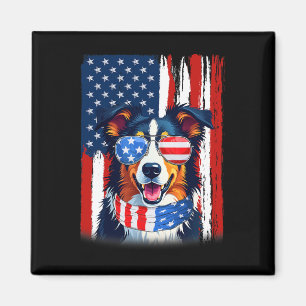 Usa America Flagge Border Collie Hund 4. Juli Pat Magnet