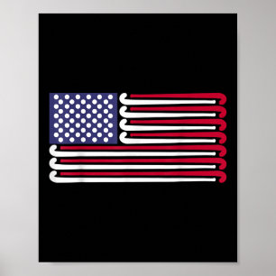 Usa America Flagge Feldhockey Poster