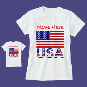 USA America Flagge Rot Personalisierte Damen- T-Shirt