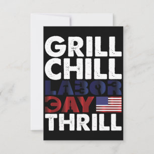 USA America Grill Chill Labor Day Thrill BBQ Party Dankeskarte