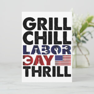 Usa America Grill Chill Labor Day Thrill BBQ-Party Einladung